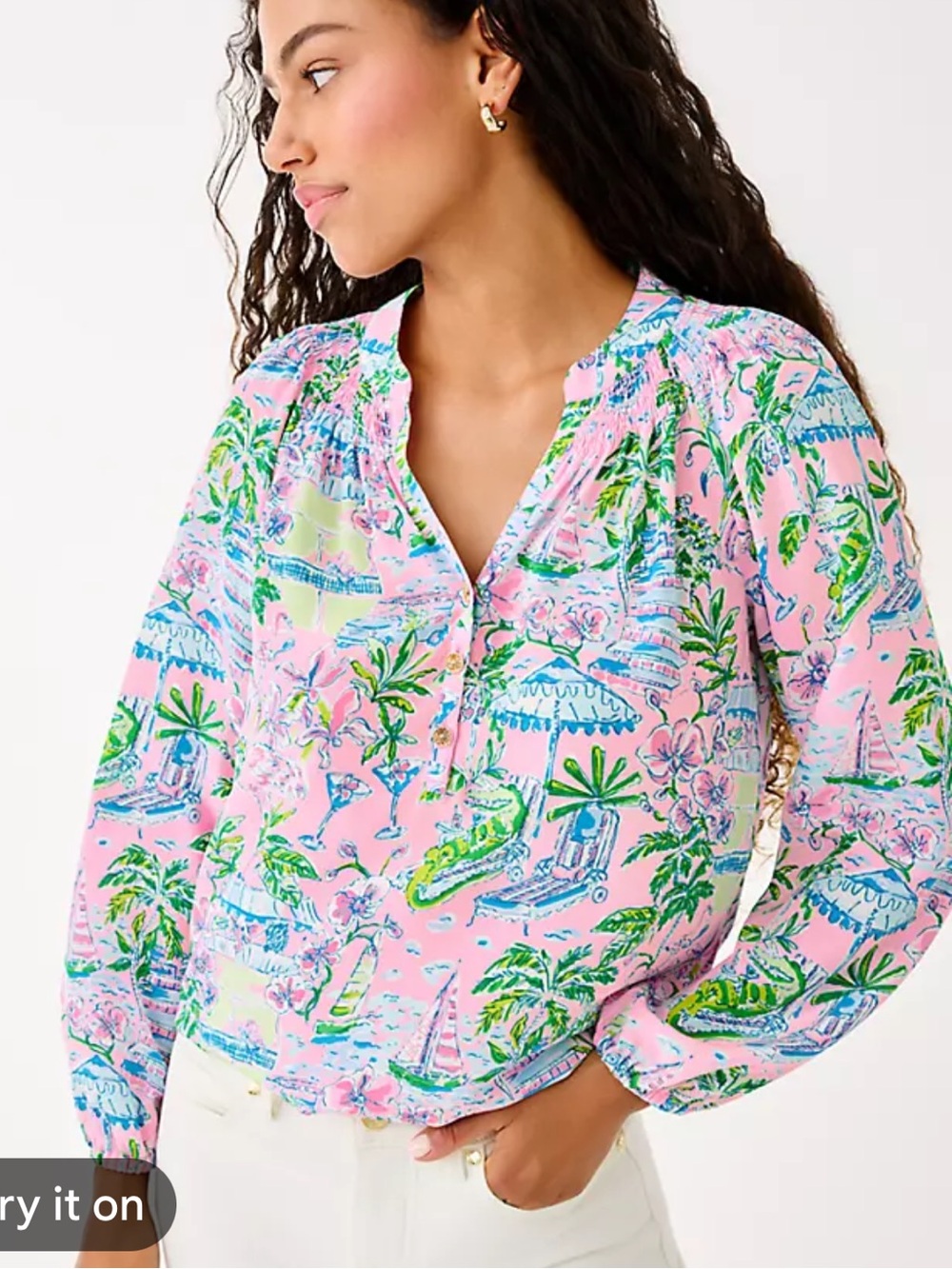 Lilly Pulitzer Elsa Silk Top in Conch Shell Pink Sunny Dee, Size XS